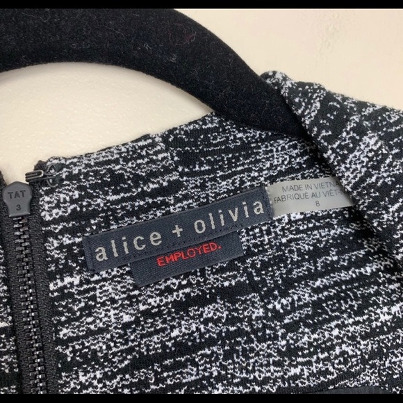 Alice + Olivia Employed V Neck Faux Wrap Dress 8 - Picture 3 of 5